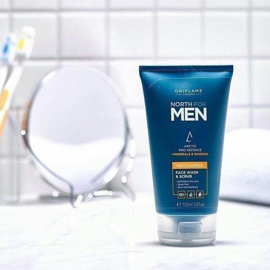 اسکراب و فیس واش مردانه نورث فورمن اوریفلیم NORTH FOR MEN Recharge Face Wash & Scrub Oriflame