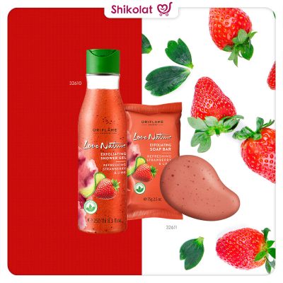 صابون لایه بردار توت‌فرنگی و لیمو لاونیچر اوریفلیم LOVE NATURE Exfoliating Soap Bar Refreshing Strawberry & Lime Oriflame