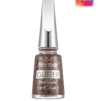 لاک ناخن اکلیلی مدل Glitter رنگ قهوه ای نقره ای شماره Gl۱۹  فلورمار Flormar