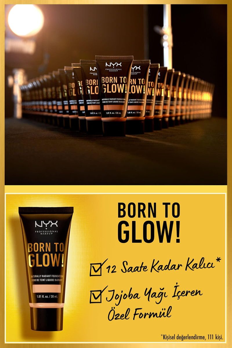 کرم پودر Born To Glow! Naturally Radiant Foundation رنگ  حجم 30 میل نیکس NYX شیکولات