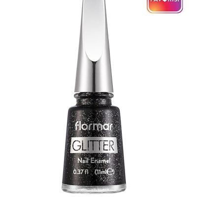 لاک ناخن اکلیلی مدل Glitter رنگ صورتی نقره ای شماره Gl02  فلورمار Flormar شیکولات