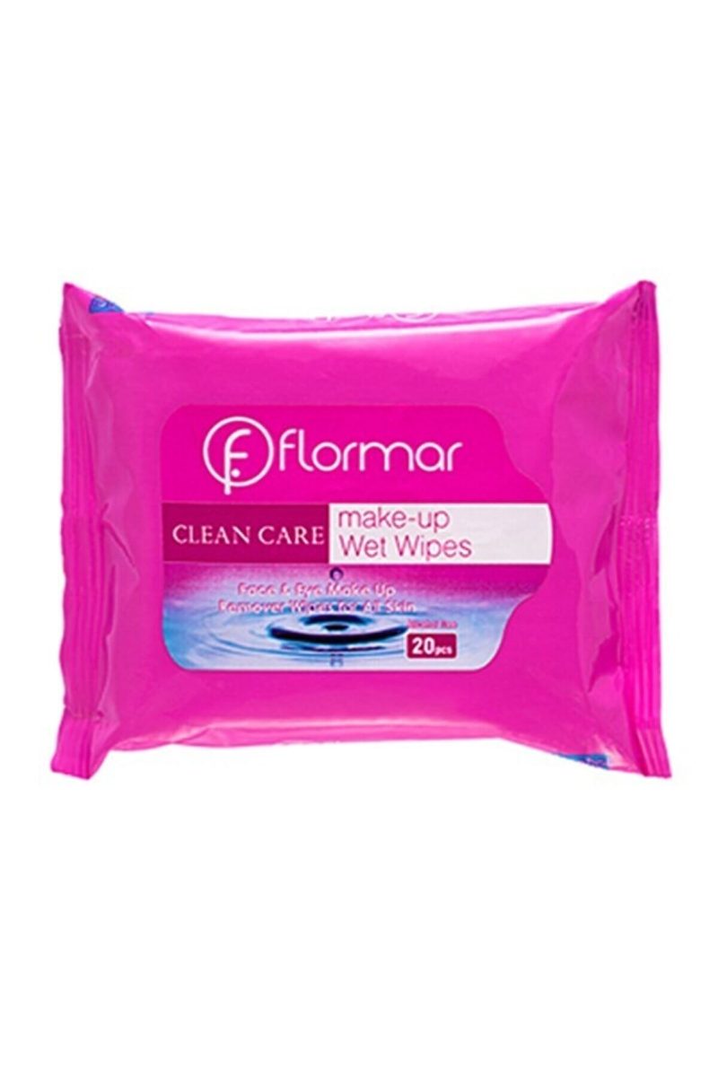 دستمال مرطوب پاک کننده آرایش کلین کر مناسب برای پوست های خشک و حساس 20 عدد  فلورمار Flormar شیکولات