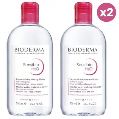 پک 2 عددی محلول پاک کننده آرایش  پوست خشک تا نرمال با حجم 500 میل بایودرما Bioderma شیکولات