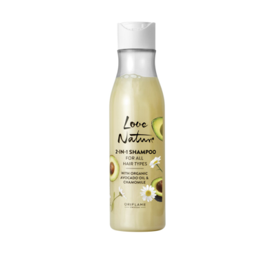 شامپو 2 در 1 برای انواع مو با روغن آووکادو ارگانیک و بابونه 250 میل اوریفلیم لاو نیچر Oriflame Love Nature 2-in-1 Shampoo For All Hair Types with Organic Avocado Oil & Chamomile شیکولات
