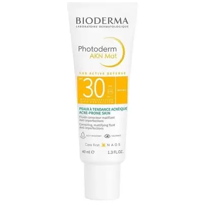 کرم ضد آفتاب مات پوست چرب مدل Photoderm Akn Mat با SPF+30 با حجم 40 میل بایودرما Bioderma شیکولات