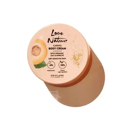 کرم بدن مرطوب کننده حاوی جو و زردآلو ارگانیک اوریفلیم سری لاو نیچر Oriflame Love Nature Caring Body Cream with Organic Oat & Apricot