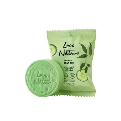 صابون پاک کننده حاوی عصاره چای سبز و خیار ارگانیک اوریفلیم سری لاو نیچر Oriflame Love Nature Purifying Soap Bar with Organic Green Tea & Cucumber