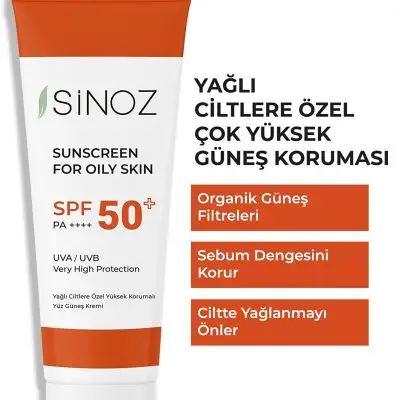 کرم ضد آفتاب صورت برای پوست های چرب Spf+50 و حجم 50 میل سینوز Sinoz شیکولات